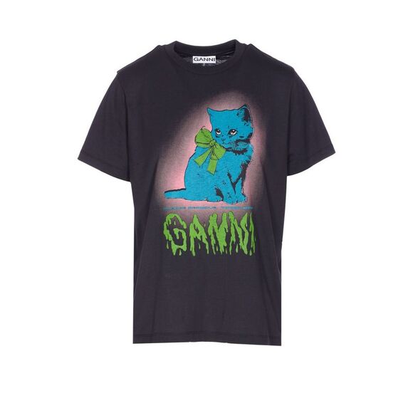 Ganni Women Logo NeonKitty T-Shirt
